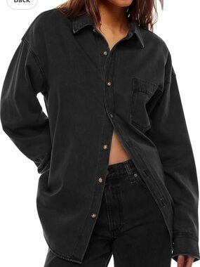 Washed Black Button-Down Shirt - Women's Oversized Shirt